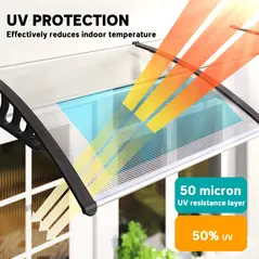 Outsunny Front Door Canopy, Outdoor Awning, Rain Shelter, 303 x 96cm , Clear - 4