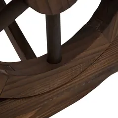 Outsunny Garden Rustic Wooden Bench Wheel-Shaped Legs Slatted Seat Stable Reinforced Structure Outdoor Patio Garden 2-Person Bench Seat - Brown - 9