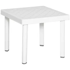 Outsunny Garden Side Table Plastic Outdoor Square Coffee End Table for Drink Snack, White - 1