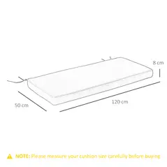 Outsunny Garden Bench Cushion 2 Seater Loveseat Seat Pad for Patio Swing Furniture for Indoor & Outdoor Use, 120 x 50 x 8 cm, Grey - 3