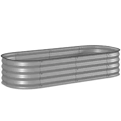 Outsunny Galvanised Raised Garden Bed, Metal Planter Box with Safety Edging, for Flowers, Herbs, Succulents, Silver - 1