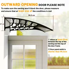 Outsunny Front Door Canopy, Outdoor Awning, Rain Shelter for Window, Porch and Front/Back Door, 103 x 96.5 cm, Clear - 7