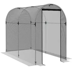 Outsunny Galvanised Steel Fruit Cage, Plant Protection Tent with Zipped Door, 1.2 x 2.4 x 1.9m, Black - 1