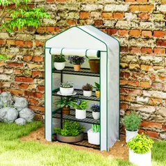Outsunny Four-Tier Mini Greenhouse, with Reinforced Plastic Cover - 8