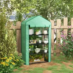 Outsunny Four-Tier Mini Greenhouse, with Reinforced Plastic Cover - 2
