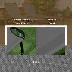 Outsunny Folding Sun Loungers Set of 2, Outdoor Day Bed with 5-Position Adjustable Backrest, Portable Recliner Garden Chairs with Breathable Mesh for Beach, Patio, Dark Grey - 6