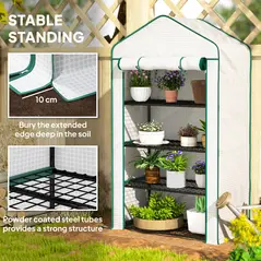 Outsunny Four-Tier Mini Greenhouse, with Reinforced Plastic Cover - 7