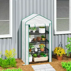 Outsunny Four-Tier Mini Greenhouse, with Reinforced Plastic Cover - 2