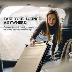 Outsunny Folding Sun Lounger with Face Hole, 4-Position Adjustable Backrest Garden Recliner Chair Sunbed, Outdoor Lounge Chair with 600 D Oxford Cloth Seat, Pillow for Beach, Beige - 8