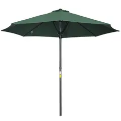 Outsunny Garden 3 m Parasol Umbrella, Outdoor Market Table Umbrella Sun Shade Canopy with 8 Ribs, Easy Push to Open, Green - 1