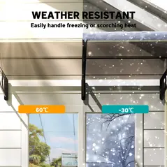 Outsunny Front Door Canopy, Outdoor Awning, Rain Shelter, 200 x 96cm, Brown - 6