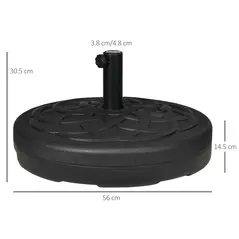 Outsunny Garden Parasol Base Holder, Outdoor Market Umbrella Stand Weight with Built-In Handle, 25kg Water or 35kg Sand Filled, Black - 3