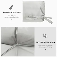 Outsunny Garden Back Chair Cushion, Comfortable Patio Seat Cushion Pad with Backrest for Outdoor & Indoor Use, Light Grey - 6