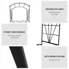 Outsunny Garden Bench, 2 Seater Outdoor Patio Bench, Metal Garden Loveseat with Arch for Vines and Climbing Plants, Black - 5