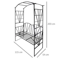 Outsunny Garden Bench, 2 Seater Outdoor Patio Bench, Metal Garden Loveseat with Arch for Vines and Climbing Plants, Black - 3