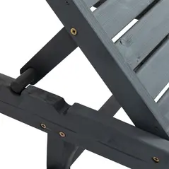 Outsunny Garden Patio Sun Lounger, Outdoor Wooden Sun Bed with Built-In Table, Reclining Backrest and Rolling Wheels for Sunbathing, Grey - 8