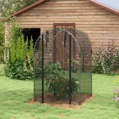 Outsunny Galvanised Steel Fruit Cage, Plant Protection Tent with Zipped Door, 1.2 x 1.2 x 1.9m, Black - 8