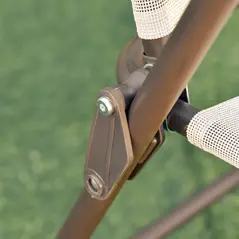 Outsunny Garden Patio Texteline Folding Chairs Plus Table and Parasol Furniture Bistro Set 6 Pieces - Coffee/Cream - 9