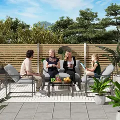 Outsunny Four-Piece Relaxed Back Garden Dining Set - Black/Light Grey - 2