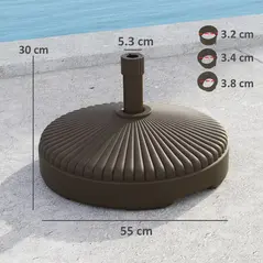 Outsunny Garden Parasol Base Holder, 28kg Sand Filled, 23kg Water Filled, Sun Umbrella Base Outdoor Umbrella Stand Weight, Brown - 3