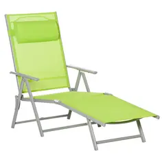 Outsunny Folding Sun Lounger, Outdoor Chaise Lounge Recliner with Pillow and 7 Adjustable Backrest for Lawn, Garden - 1