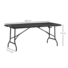 Outsunny Folding Garden Dining Table for 6, Rectangular Outdoor Dining Table with HDPE Tabletop, Foldable Garden Table with Steel Frame for Balcony, Porch, Charcoal Grey - 3
