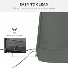 Outsunny Garden Bench Cushion 2 Seater Loveseat Seat Pad for Patio Swing Furniture for Indoor & Outdoor Use, 120 x 50 x 8 cm, Grey - 5