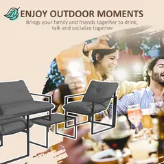 Outsunny Four-Piece Relaxed Back Garden Dining Set - Black/Grey - 7