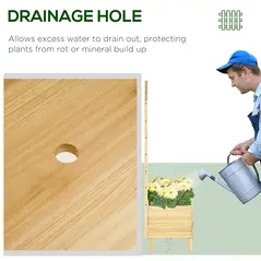 Outsunny Garden Planters with Trellis for Vine Climbing, Distressed Wooden Raised Beds, 90x43x150cm, Natural Tone - 5