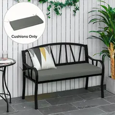 Outsunny Garden Bench Cushion 2 Seater Loveseat Seat Pad for Patio Swing Furniture for Indoor & Outdoor Use, 120 x 50 x 8 cm, Grey - 2