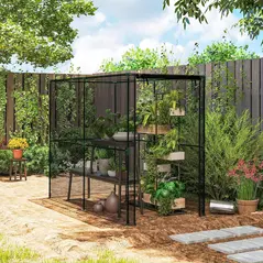 Outsunny Fruit Cage Bird Netting, Brassica Cage Plant Protection Tent with Zipped Door, Anti Bird, Insects, Small Animals, Black - 8