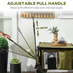 Outsunny Folding Garden Trolley, Cargo Trailer on Wheels, Collapsible Camping Trolley with Folding Board, Outdoor Utility Wagon with Steel Frame and Oxford Fabric, Green - 4