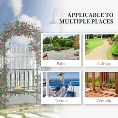 Outsunny Garden Metal Frame Bench W/Arch for Various Climbing Plant, 115Lx50Wx203H cm-Black - 6