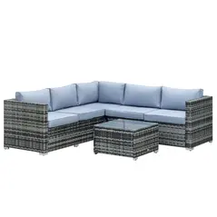 Outsunny Four-Piece Rattan Sofa Set - Grey - 1