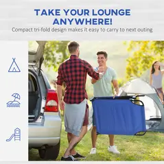 Outsunny Folding Sun Loungers Set of 2 with Face Hole, 4-Position Adjustable Backrest Garden Recliner Chairs Sunbeds, Outdoor Lounge Chairs with 600 D Oxford Cloth Seat, Pillow for Beach, Blue - 8