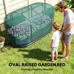 Outsunny Galvanised Raised Garden Bed Kit with Self Watering System and Mesh Cover, Garden Boxes, 6x3Ft, Dark Grey and Green - 7