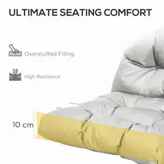 Outsunny Garden Back Chair Cushion, Comfortable Patio Seat Cushion Pad with Backrest for Outdoor & Indoor Use, Light Grey - 5