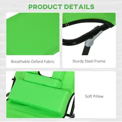 Outsunny Folding Sun Loungers Set of 2 with Face Hole, 4-Position Adjustable Backrest Garden Recliner Chairs Sunbeds, Outdoor Lounge Chairs with 600 D Oxford Cloth Seat, Pillow for Beach, Green - 6