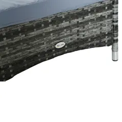 Outsunny Garden Rattan Furniture Single Sun Lounger Recliner Bed Reclining Chair Patio Outdoor Wicker Weave Adjustable Headrest with Fire Retardant Cushion - Grey - 8