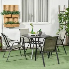 Outsunny Four-Piece Stacking Rattan Garden Seat Set - Mixed Grey - 2