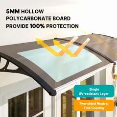 Outsunny Front Door Canopy, Waterproof Outdoor Awning, 75 x 195 cm Rain Shelter for Window, Porch and Front/Back Door, Brown - 4