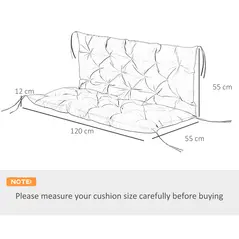 Outsunny Garden Bench Cushion, 2 Seater Swing Chair Cushion, Seat Pad with Ties for Indoor and Outdoor Use, 110 x 120 cm, Dark Grey - 3