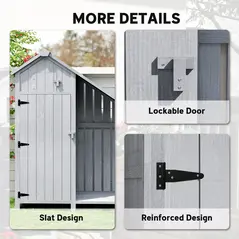 Outsunny Garden Outdoor Storage Shed 3 Shelves Tilt Roof w/ Firewood Rack Log Carrier, 129L x 51.5W x 180H cm - 7