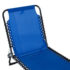 Outsunny Foldable Sun Lounger, Outdoor 4 Level Adjustable Backrest Reclining Chaise Chair, Steel Frame Recliner Chair for Camping, Hiking, Navy Blue - 8
