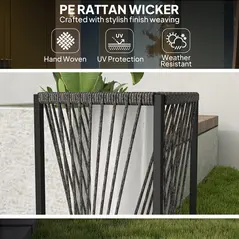 Outsunny Garden Rattan Lamp, 77 cm Tall Solar Rattan Floor Lamp, Solar Garden Light with Auto On/Off LED Lights, IP44 Waterproof for Outdoor, Porch, Pathway, Deck, Grey - 6