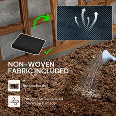 Outsunny Garden Planters with Trellis for Vine Climbing, Distressed Wooden Raised Beds, 90x43x150cm, Brown - 6