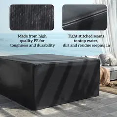 Outsunny Garden Furniture Cover, Waterproof Anti-UV Large Protective Patio Set Covers, 235 x 190 x 90cm, Black - 5