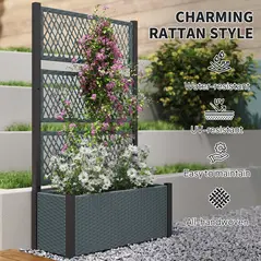 Outsunny Garden Planter Box with Trellis, Liner for Climbing Plants, Vegetables, Flowers, 90 x 35 x 148 cm, Charcoal Grey - 7