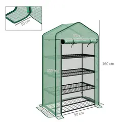 Outsunny Four-Tier Mini Greenhouse, with Reinforced Plastic Cover - 3