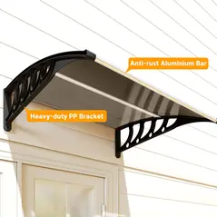 Outsunny Front Door Canopy, Outdoor Awning, Rain Shelter for Window, Porch and Front/Back Door, 103 x 96.5 cm, Brown - 8